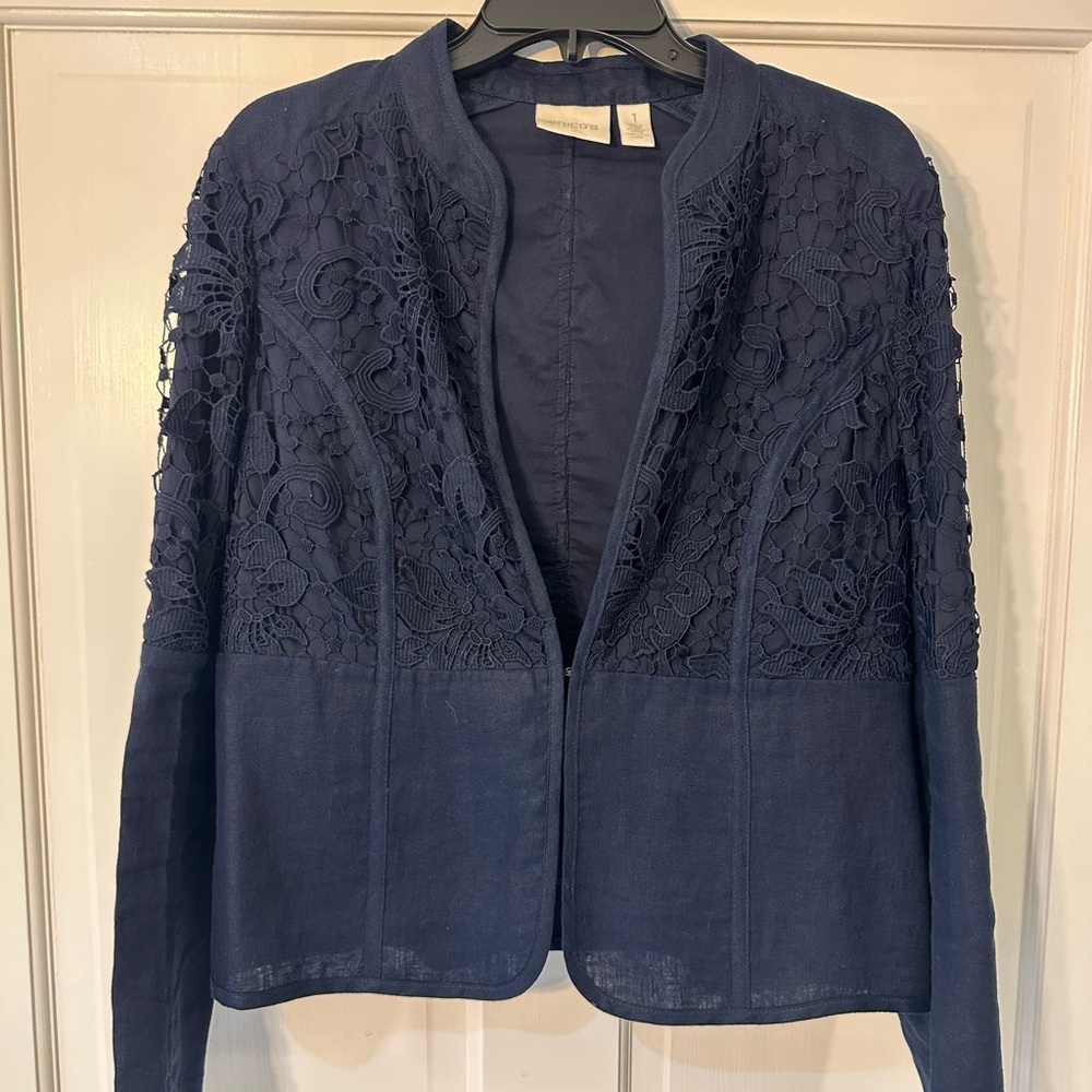 Chico's Blue Lace Blazer Jacket